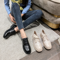 Square head small leather shoes female Inren 100 lap white single shoes 2021 new thick bottom Levos shoes big code womens shoes 41 1 43