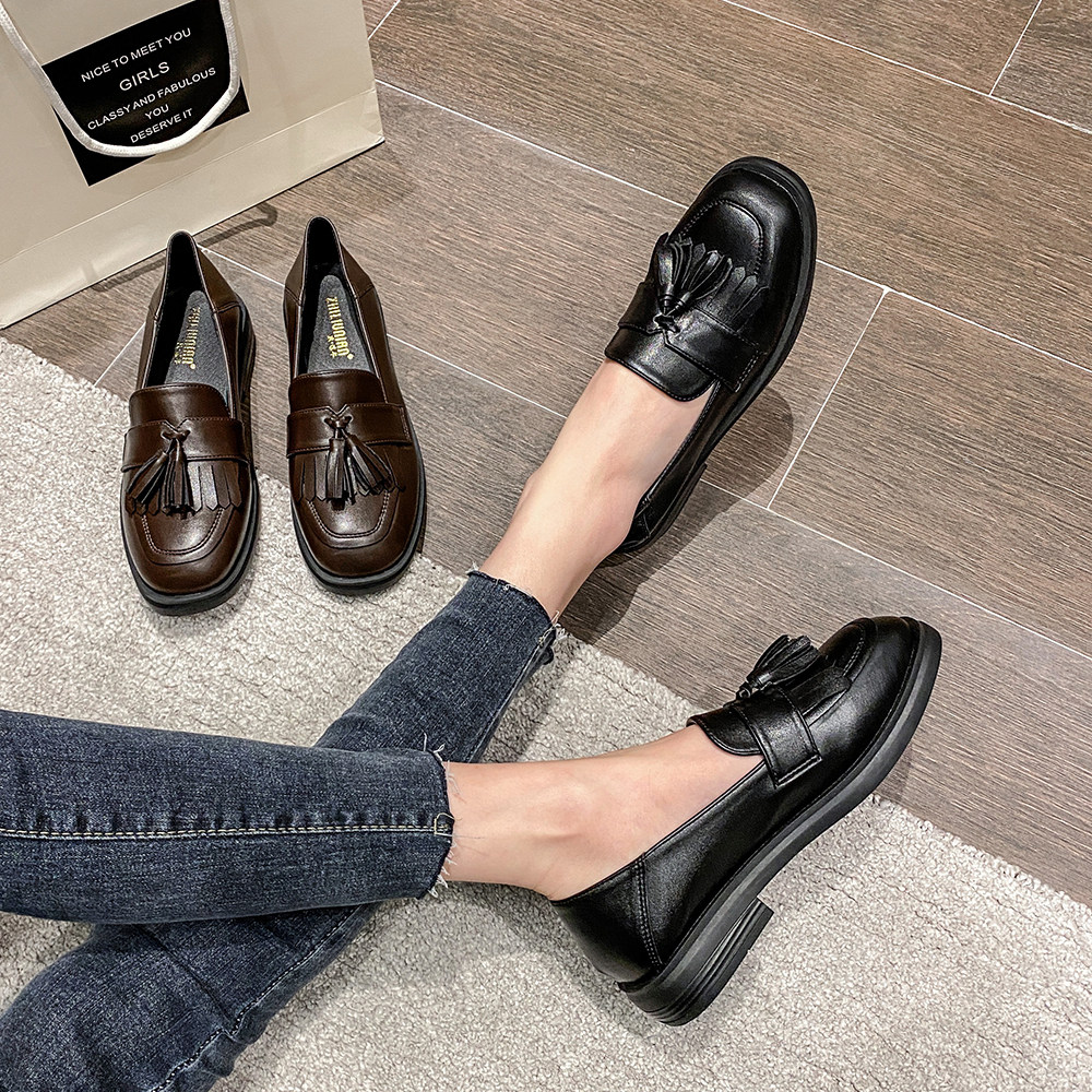 Day Ensemble Jk Single Shoes Woman Retro Little Leather Shoes Inglées Black Lefu Shoes Thick Bottom Working Shoes Big Size Women Shoes 41 One 43