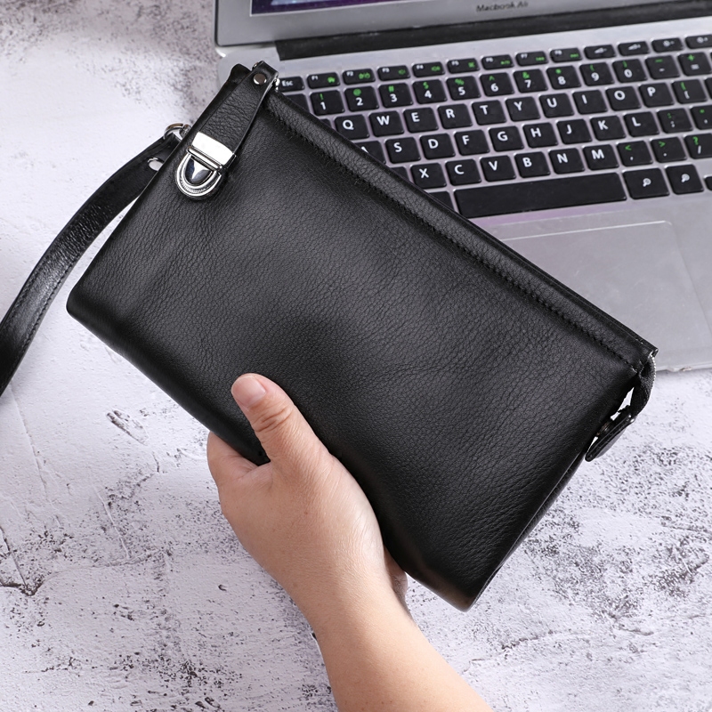 New high-end clutch bag fashion simple leather wallet men's bag business casual wallet trendy cowhide men's wallet