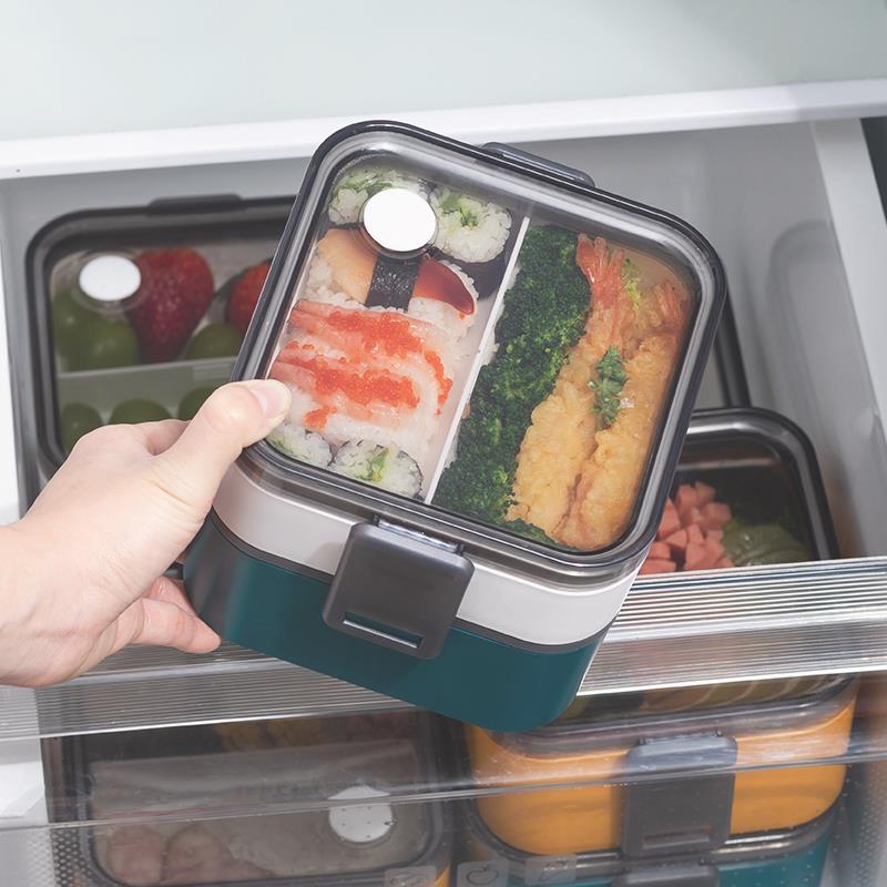 Plastic lunch box food grade microwave oven heating meal creative class students are a box double-deck grid tableware