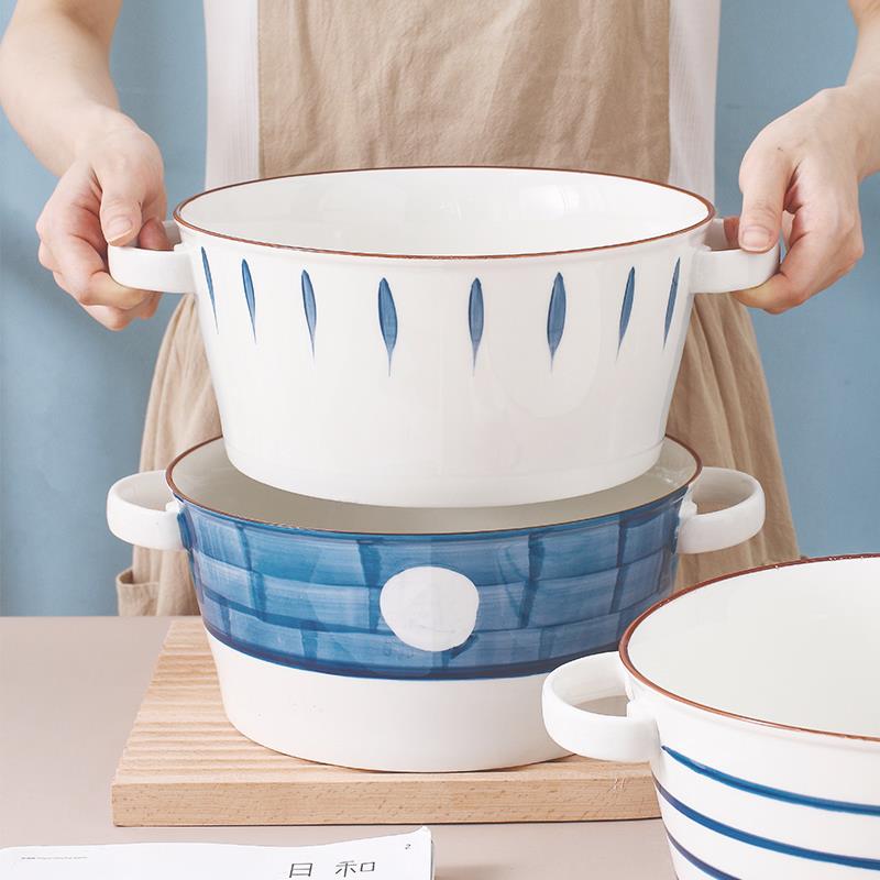 Pink fish bowl bowl bowl bowl of bowl of bowl of bowl of bowl of bowl of bowl of water and authentic ceramic tableware 10 inches large capacity soup basin