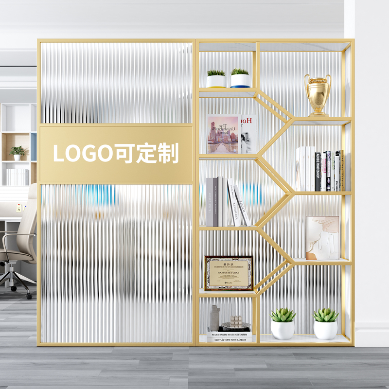 Changhong Glass Screen Partition for Company Entrance, Display Shelf for Beauty Salon, Office Iron Art Storage Rack
