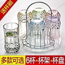 Pallet cup frame heat resistant water cup European heat-resistant lead-free crystal glass sets household water cup milk juice cup