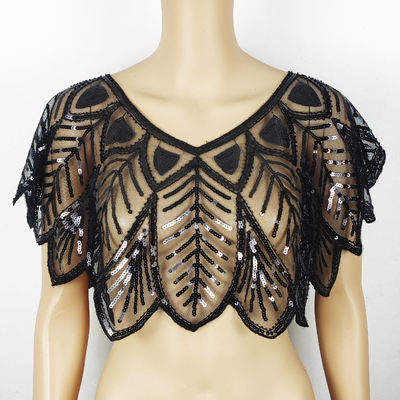 Sequined shawl women's outerwear dress dress, party lace versatile, thin European and American short mesh beaded coat