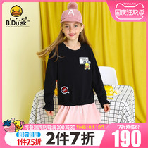 B Duck little yellow Duck childrens dress girl dress 2021 new autumn dress foreign fashion fashion cotton little girl skirt