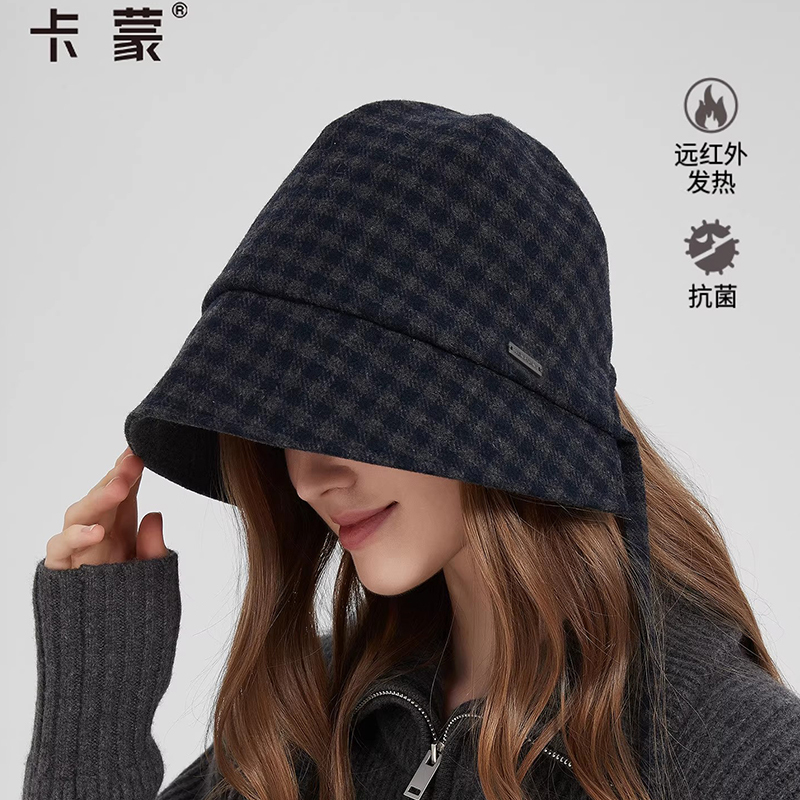Camon Sheep Wool Retro Fisherman Hat for Women, Autumn and Winter Anti-Static Bucket Hat, Large Head Circumference, Makes Face Look Smaller Km-5305 Camon Sheep Wool Retro Fisherman Hat for Women, Autumn and Winter Anti-Static Bucket Hat, Large Head Circumference, Makes Face Look Smaller Km-5305