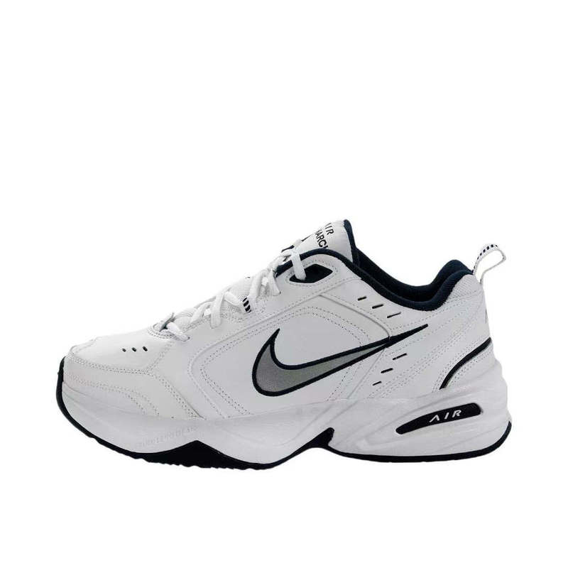Fat Flyer Sports-Nike Air Monarch 4 White Navy Fabric Leather Dad Shoes