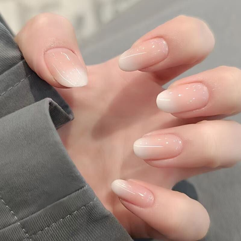 Purely Handmade, Gentle Milky White Nude Color, Brightening, Simple to Wear, Gradient Style, Elegant Manicure, High-End Nails