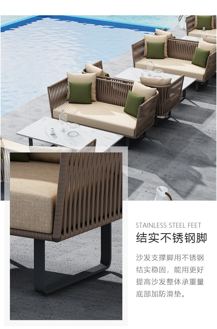 户外沙发防水室外餐厅卡座藤沙发庭院露台阳台休闲双人藤编沙发椅-阿里巴巴
