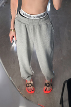 Meijia Fuzzykon Spring and Autumn classic easy-to-wear terry sweater fabric three-color closed leg sweatpants black gray and white