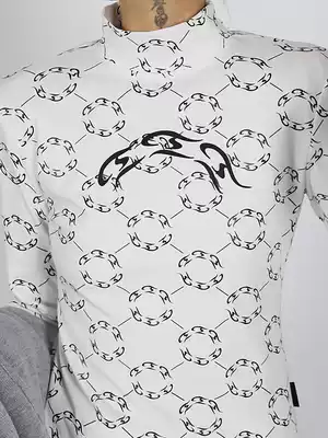 Beauty [FUZZYKON SERIES OF T3] Full LOGO white small turtleneck COTTON bottoming SHIRT