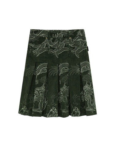 Ретро вельветовая юбка, с вышивкой