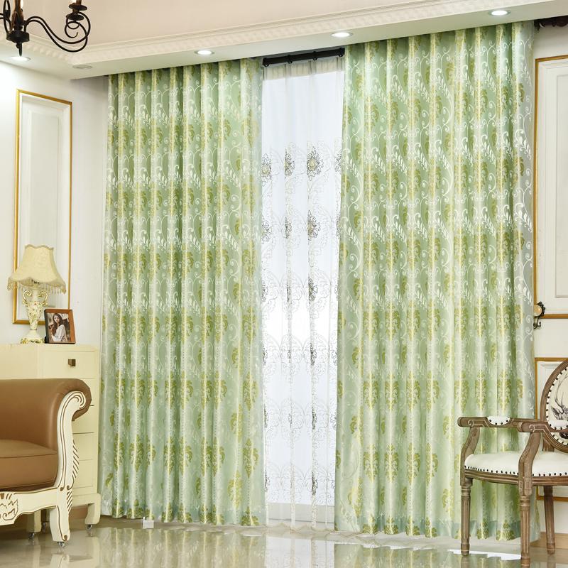 European style living room Bedroom Balcony Bay window Jacquard floor-to-ceiling window curtain window Gauze material finished product custom Yunge