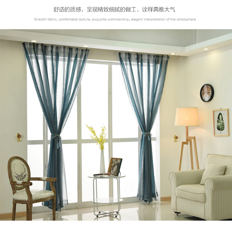 Tùy chỉnh chenille sọc dọc gạc phòng khách phòng ngủ ban công phân vùng ánh sáng rèm cửa Địa Trung Hải màn hình đơn giản - Phụ kiện rèm cửa khung rèm kéo