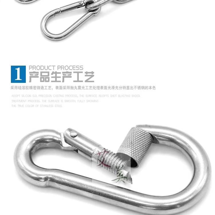 Nhà máy trực tiếp bằng thép không gỉ 304 với khóa lò xo mẹ có khóa móc khóa an toàn carabiner - Chốt