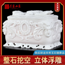 Pure Natural Han White Jade Bone Ash Case Jade High-end Male female Ladys Ashes Moistureproof box Funeral Supplies Tiger Head Longfeng
