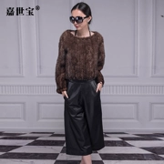 Áo khoác lông chồn nữ ngắn 2017 mới áo thun cổ tròn dệt kim dệt kim lông chồn - Faux Fur
