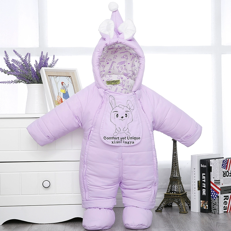 Quần áo sơ sinh cotton cho bé những chiếc áo khoác dày cho bé mùa đông ra ngoài để mặc quần áo độn bông áo liền quần hình thú trẻ em