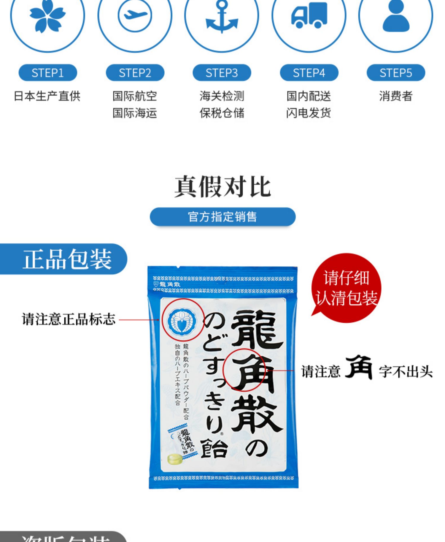 日本进口龙角散草本薄荷润喉糖70g*6袋