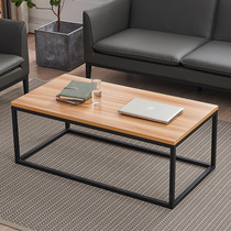 Coffee table simple modern small apartment iron frame solid wood table Board coffee table living room table assembly rectangular coffee table table