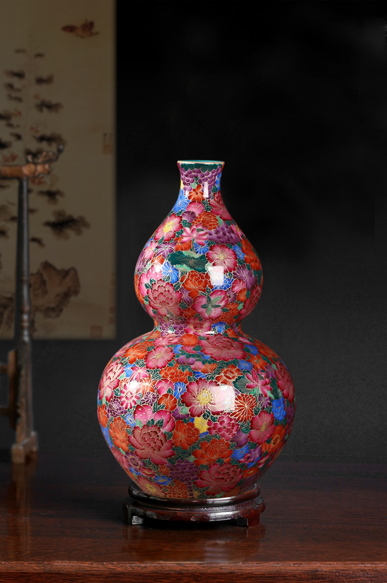 Jia lage jingdezhen ceramics imitation the qing qianlong wire inlay enamel see colour gourd vases, sitting room of Chinese style crafts