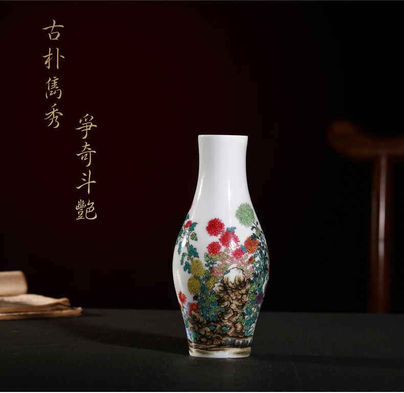 Jia lage YangShiQi hand - made qiu ju enamel olive bottle of indoor porch desk China vase