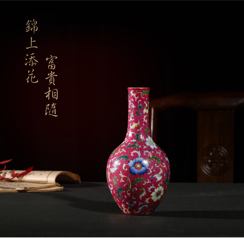 Jia lage jingdezhen ceramic vase that occupy the home interior furnishing articles YangShiQi system the see colour red to the icing on the cake gall bladder