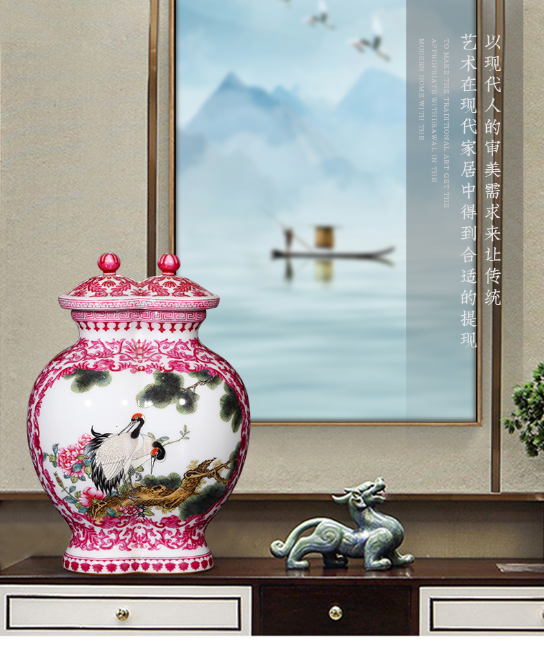 Jia lage jingdezhen ceramics furnishing articles YangShiQi hand - made see colour carmine colored enamel vase decoration