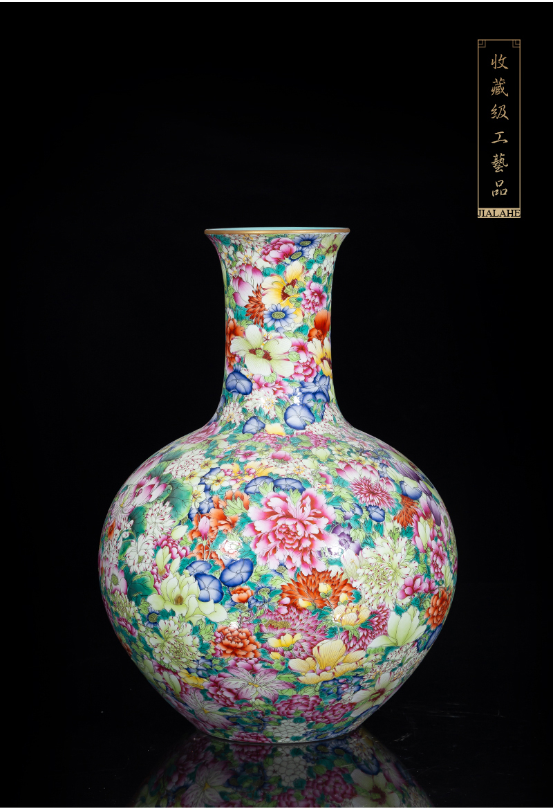 Jia lage jingdezhen ceramic vase YangShiQi landing after carved the qing qianlong enamel bottle of flower is not be born