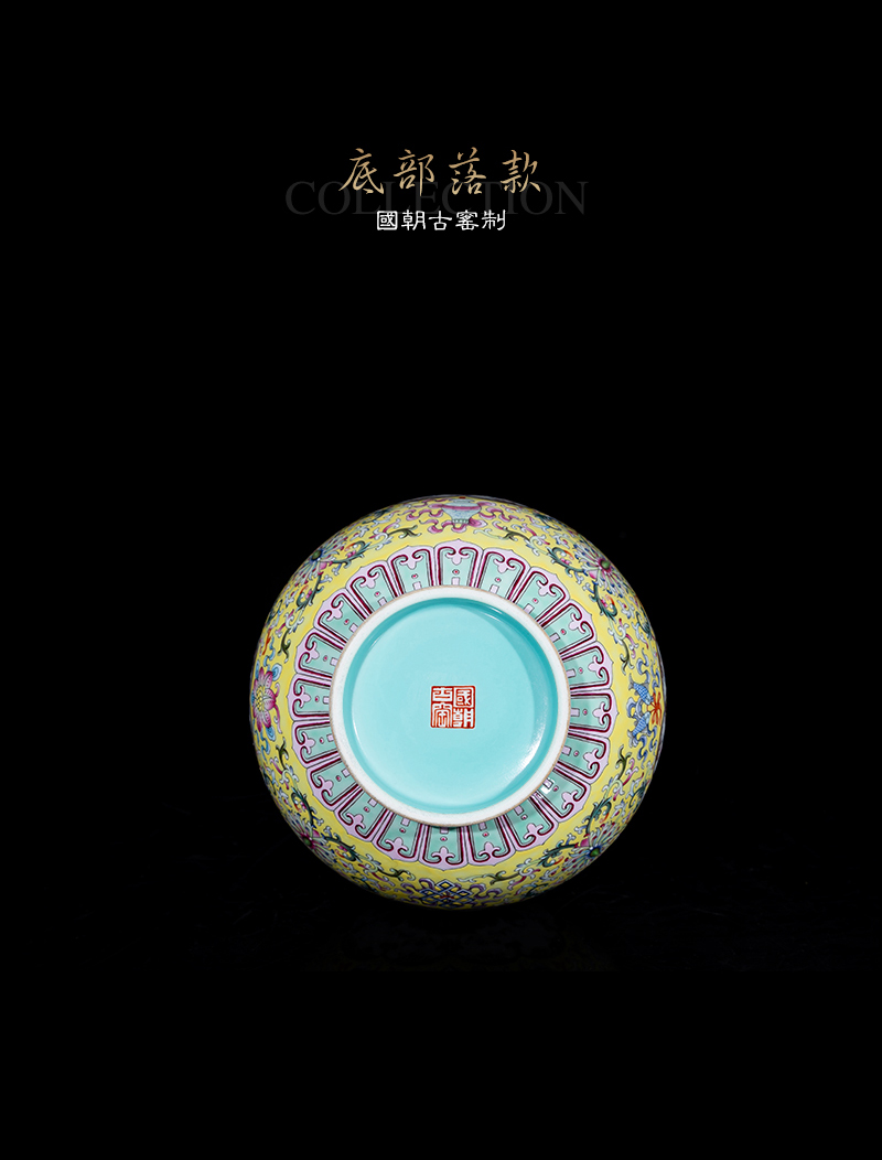 Jia lage jingdezhen porcelain palace repair experts YangShiQi and pastel bound branch window flower grain garlic bottle