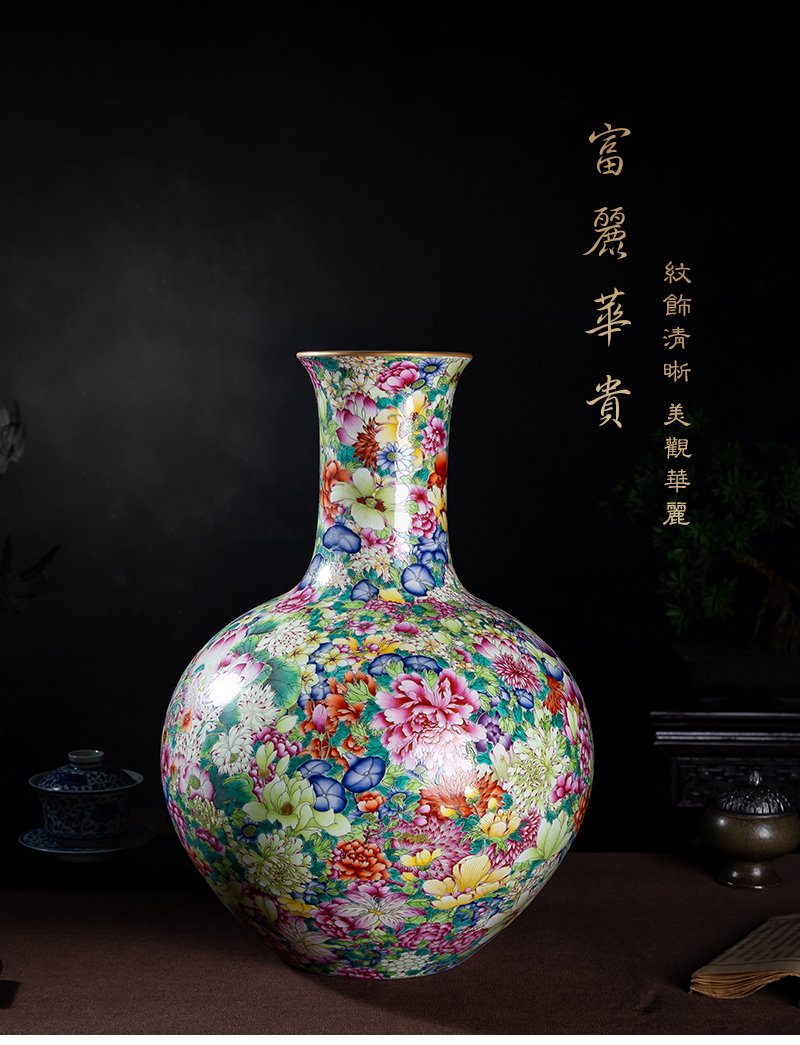 Jia lage jingdezhen ceramic vase YangShiQi landing after carved the qing qianlong enamel bottle of flower is not be born