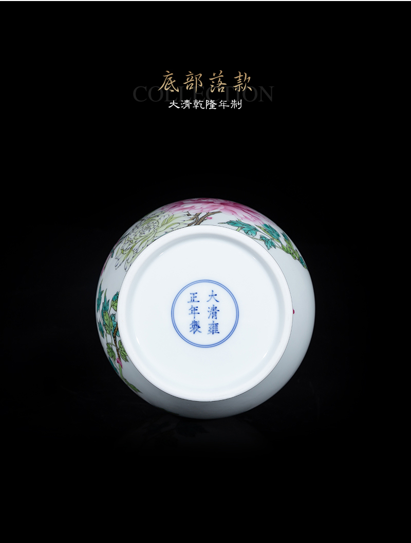 Jia lage jingdezhen ceramic vase YangShiQi pastel peony grains and name dish buccal bottle porcelain vases, furnishing articles