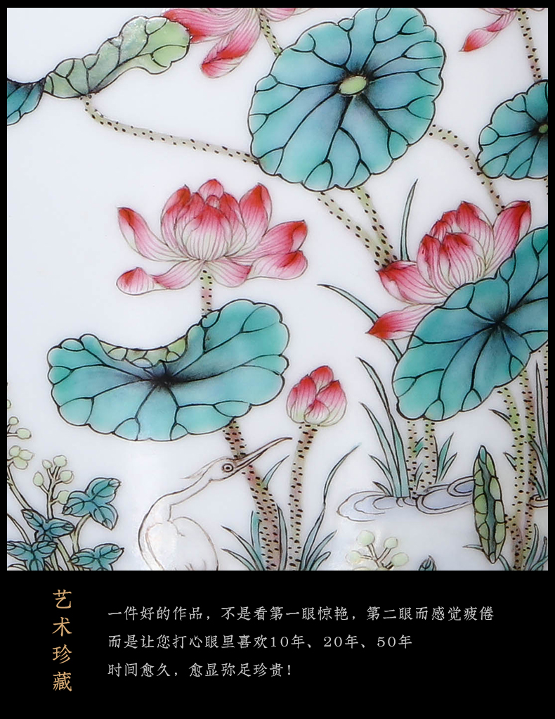 Master jia lage jingdezhen ceramics YangShiQi antique hand - made famille rose gold base medallion lotus poem vase