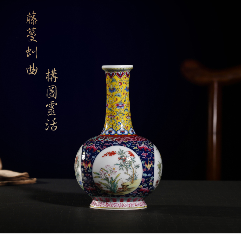 Jia lage YangShiQi hand - made the qing qianlong model in pastel blue cloud bat medallion drawings mallet bottle ceramic vase of flowers