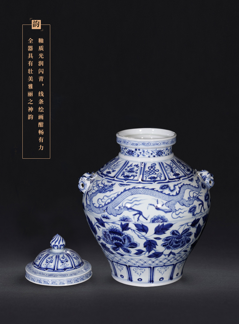 Jia lage jingdezhen blue and white vase YangShiQi antique hand - made ceramic antique decoration of Chinese style decoration decoration