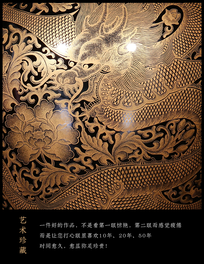 Master YangShiQi hand - made ji jia lage jingdezhen ceramics glaze blue see colour carved heart bottles of antique vase