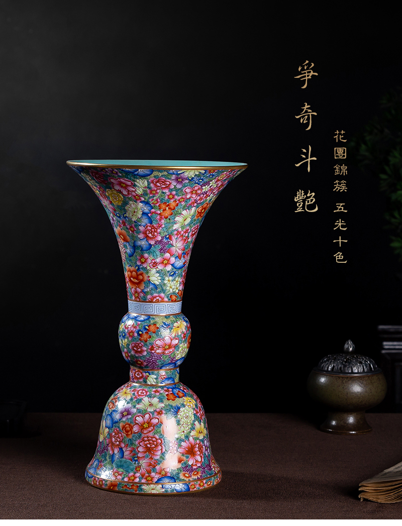 Jia lage jingdezhen ceramic vase YangShiQi up qianlong pastel flower flower vase with Chinese porcelain furnishing articles