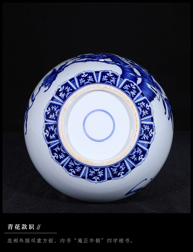 Blue and white peach celestial nine jia lage archaize of jingdezhen ceramics vase household furnishing articles ceramic sitting room adornment