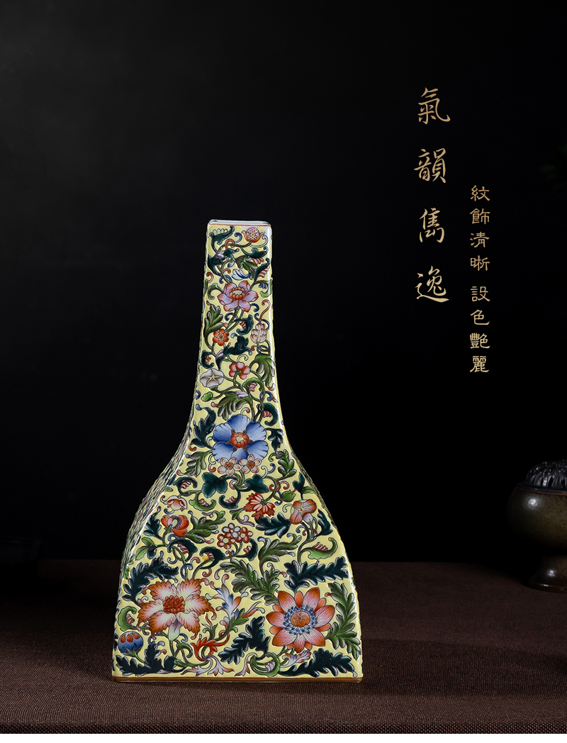 Jia lage jingdezhen ceramic vase YangShiQi colored enamel and name yellow flower vase in imperial China