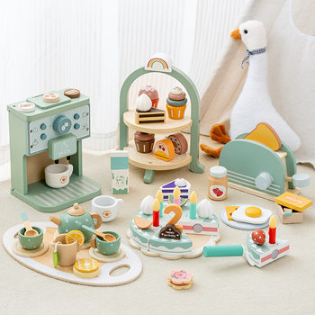 Simulated dessert stand for convenience store afternoon tea set cake set wooden small household appliances toys intellectual house play