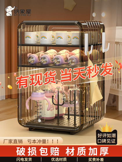 放奶瓶收纳箱宝宝餐具收纳盒沥水架婴儿餐具辅食工具收纳柜防尘盖
