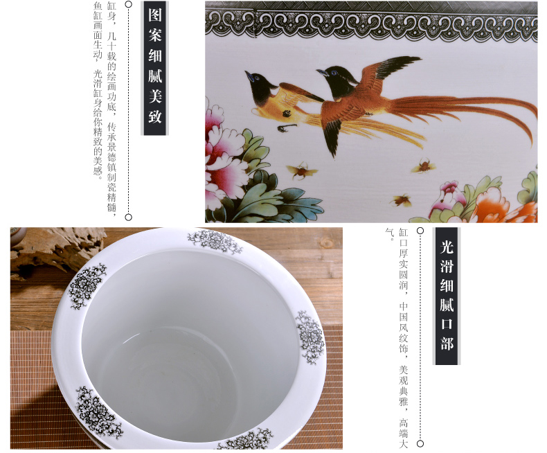 Jingdezhen ceramics large turtle basin bowl lotus lotus goldfish bowl lotus cylinder tank sitting room furnishing articles