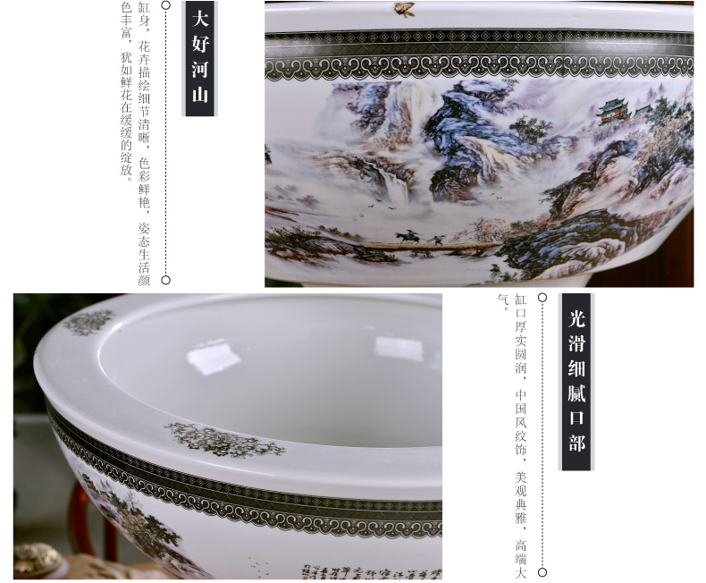 Jingdezhen ceramics large pillar landing fish tank water lily always LianHe flowerpot cylinder sitting room adornment big furnishing articles