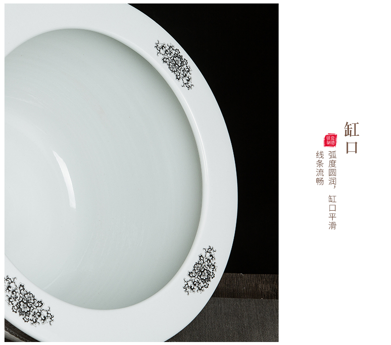 Jingdezhen ceramic aquarium goldfish bowl lotus garden extra large aquarium aquarium fish tank painting and calligraphy cylinder furnishing articles
