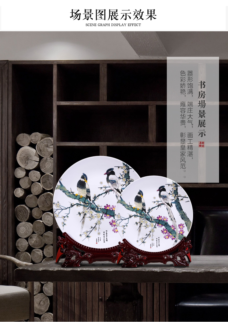 Large decorative hanging dish of jingdezhen ceramics decoration plate 35 cm the awaken of spring and flowers and birds design decorative furnishing articles