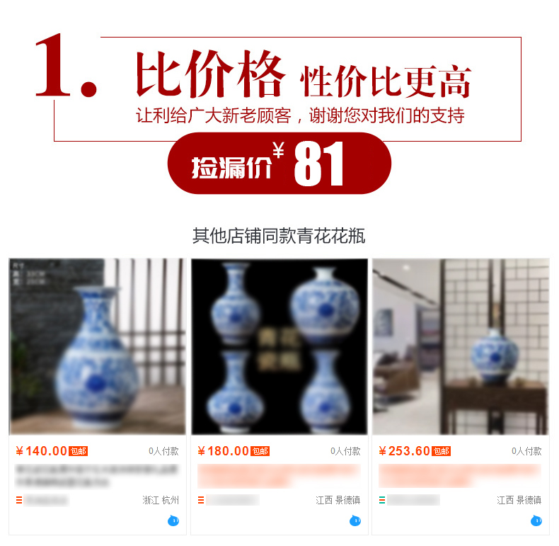 Antique blue and white porcelain in jingdezhen ceramics vase sitting room porch decorate household act the role ofing is tasted furnishing articles TV ark