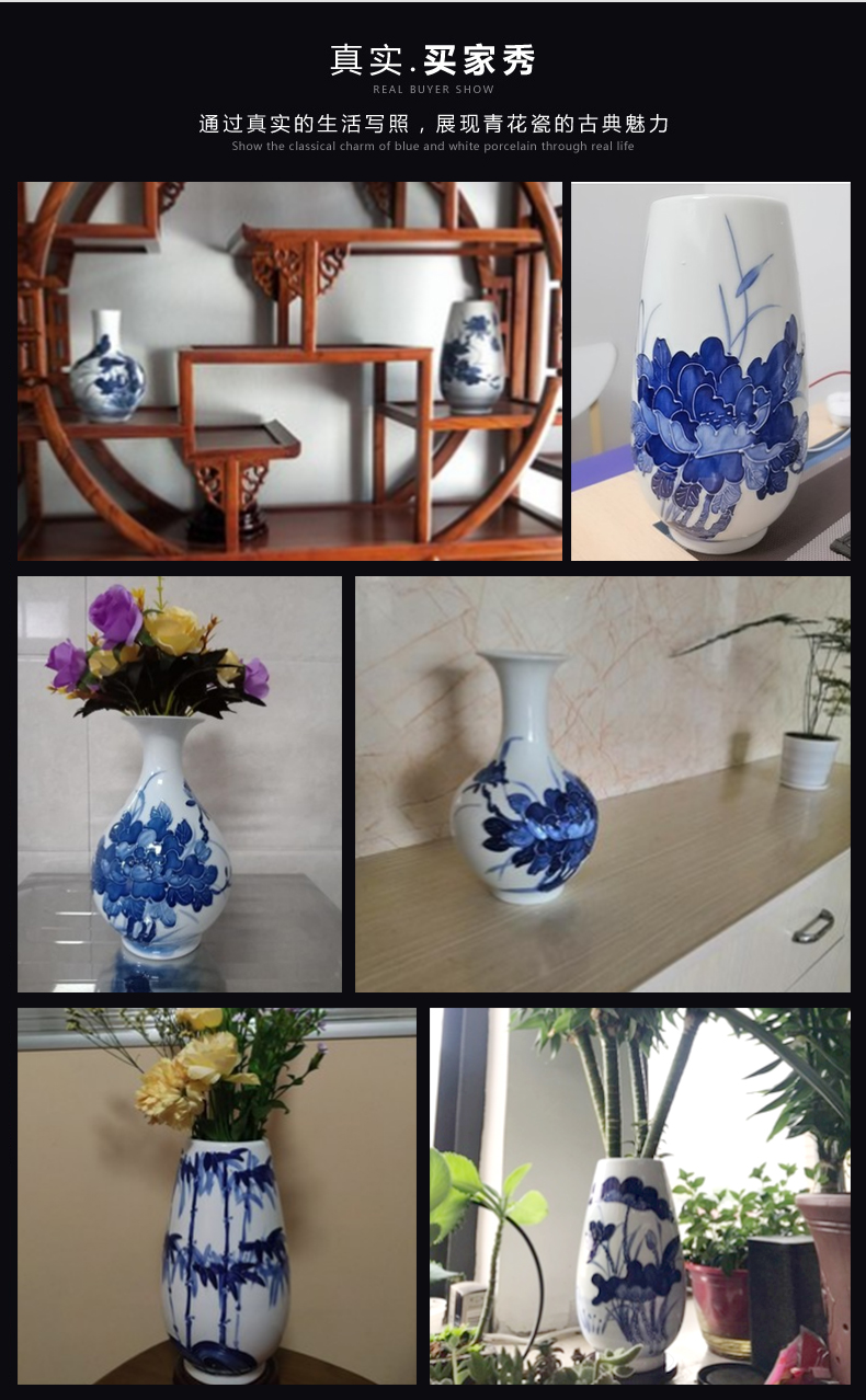 Hand made porcelain of jingdezhen ceramics Chinese flower arranging sitting room of blue and white porcelain vase household adornment handicraft furnishing articles