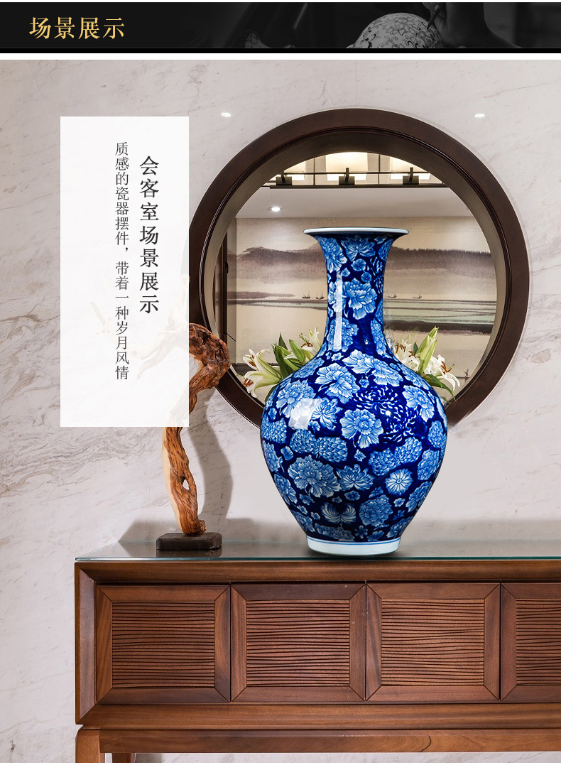 Jingdezhen ceramics vase furnishing articles antique Chinese blue and white porcelain vase sitting room porch decorate household furnishing articles