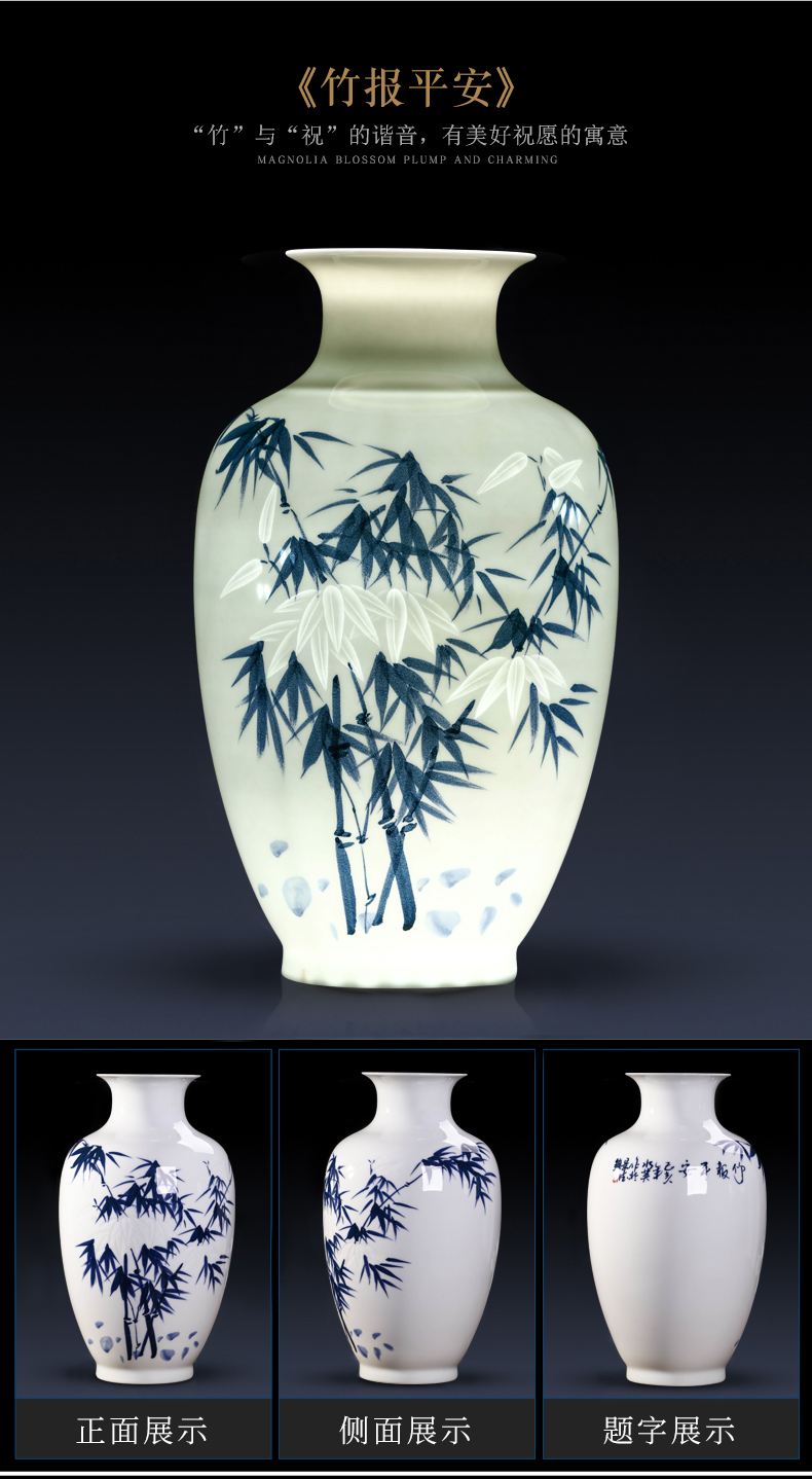 Hand - made master of jingdezhen ceramic vases, pervious to light thin foetus blue - and - white exquisite vase knife clay sitting room porch place