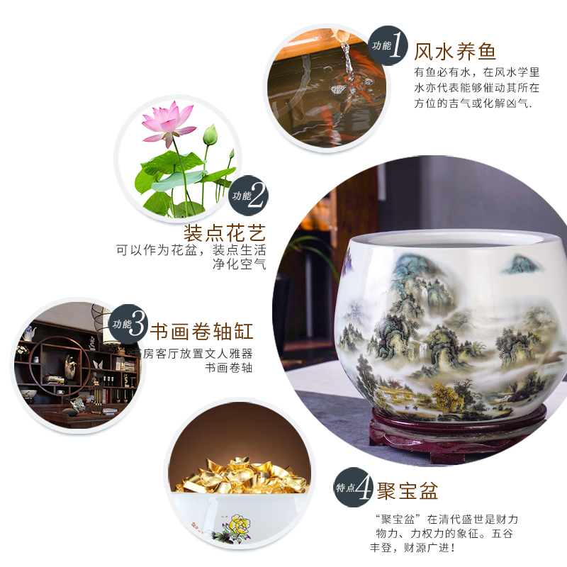 Cornucopia of jingdezhen ceramics flowerpots and calligraphy cylinder sitting room porch TV ark adornment of Chinese style household furnishing articles
